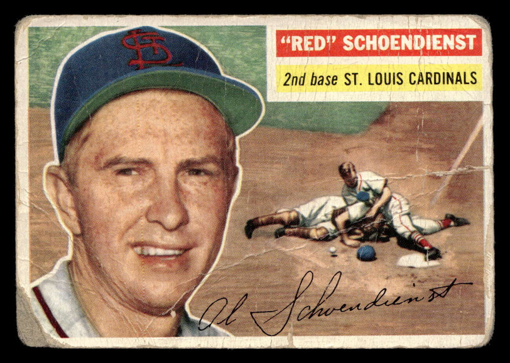 1956 Topps #165 Red Schoendienst Grey Backs Poor White Back 