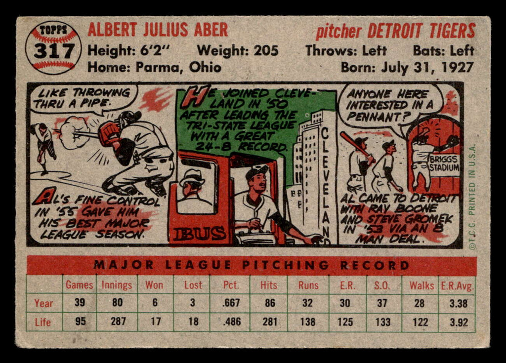 1956 Topps #317 Al Aber Very Good  ID: 522932