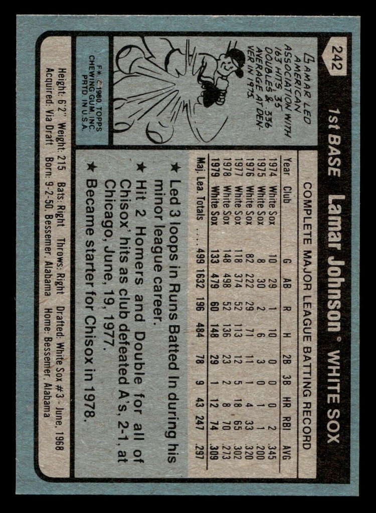 1980 Topps #242 Lamar Johnson Near Mint 