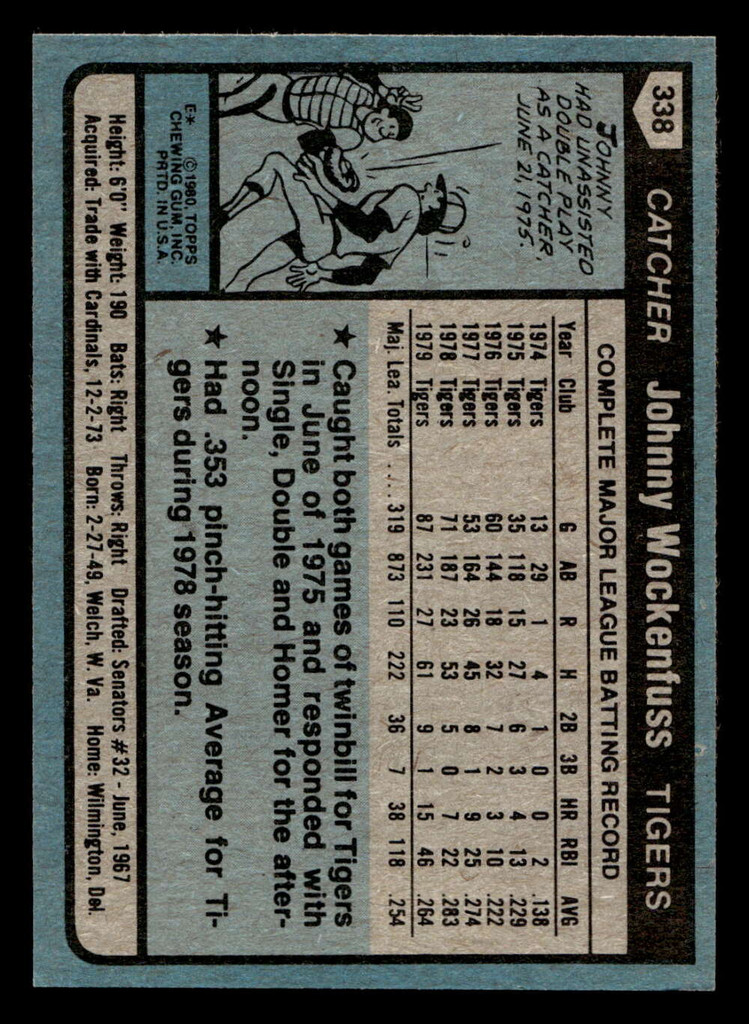 1980 Topps #338 John Wockenfuss Ex-Mint 