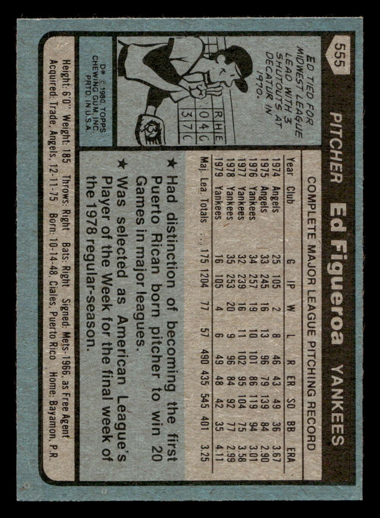 1980 Topps #555 Ed Figueroa Near Mint+ 