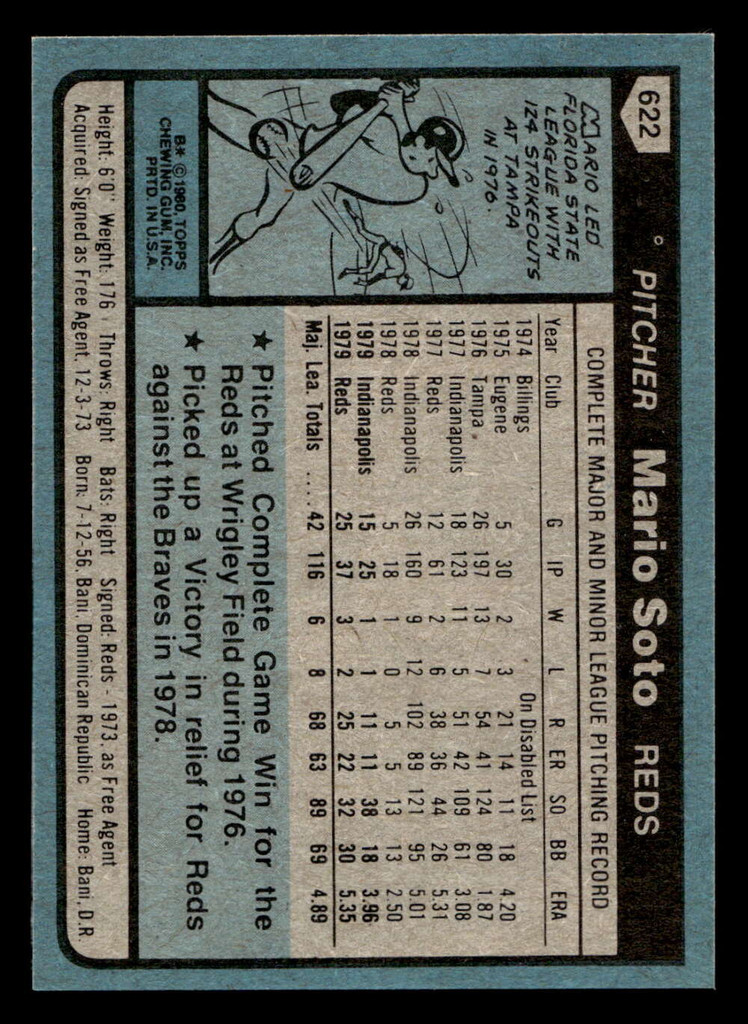 1980 Topps #622 Mario Soto Near Mint+ 