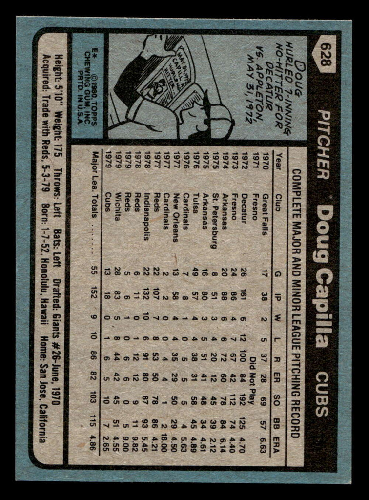 1980 Topps #628 Doug Capilla Near Mint+ 