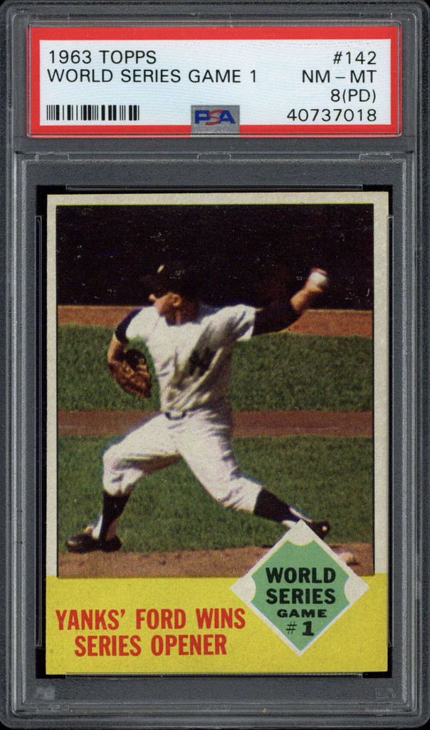 1963 Topps #142 Whitey Ford Yankees PSA 8pd NM-Mint World Series Game 1
