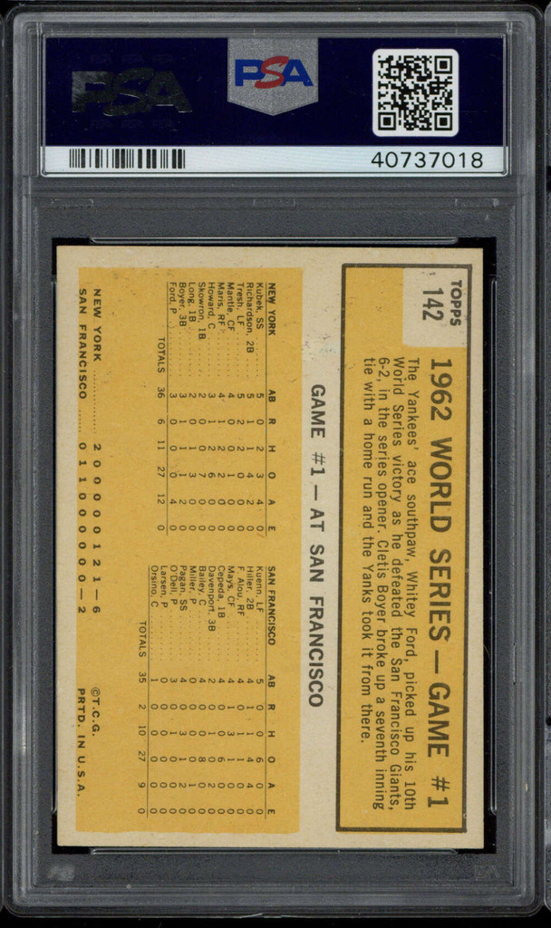 1963 Topps #142 Whitey Ford Yankees PSA 8pd NM-Mint World Series Game 1