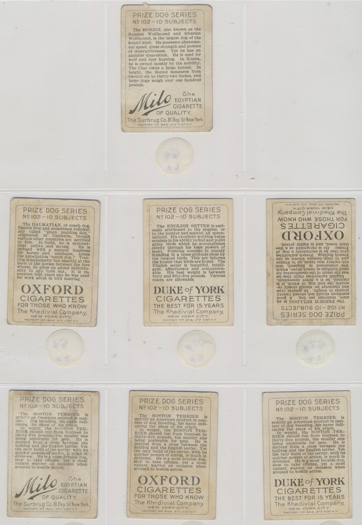 1910-1912 T96 Prize Dog Series  Lot of 7  #*sku37230