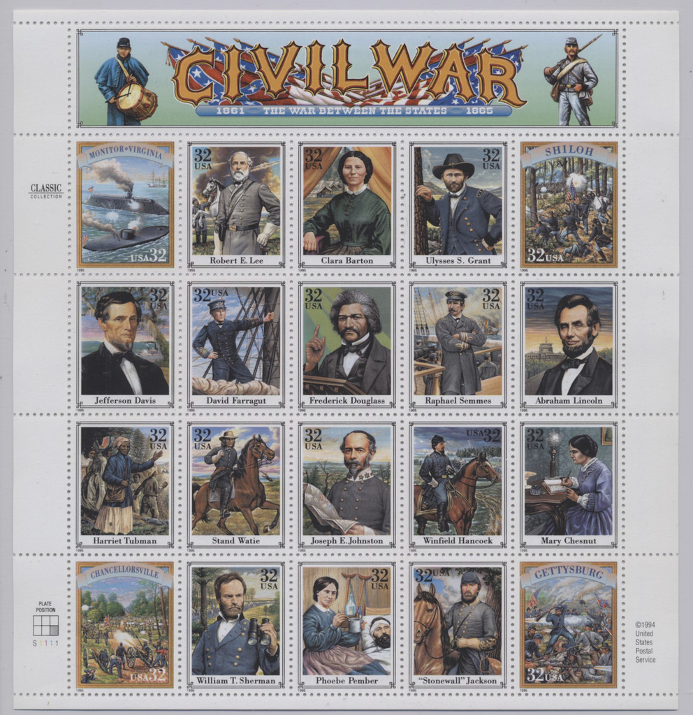 1994 USPS Unused Sheet of 32-cent Civil War Stamps  #*sku37235