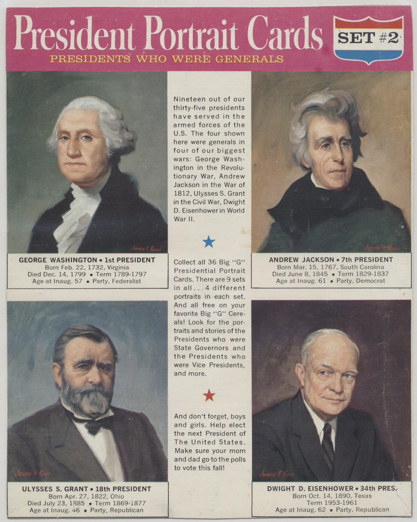 1964 F272-34 General Mills U S President Portrait Cards Set #2  #*sku37258