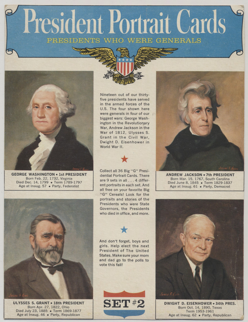 1964 F272-34 General Mills U S President Portrait Cards Set #2  #*sku37259