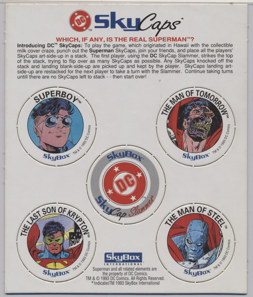 1993 SkyBox DC Comics Skycaps Return of Superman Promo Unpunched Pog Sheet  #*sku37273