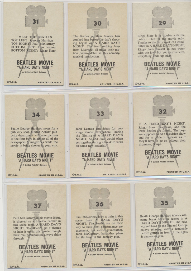 1964 Topps Beatles Movie "A Hard Days Night" 64/55   #*sku37305