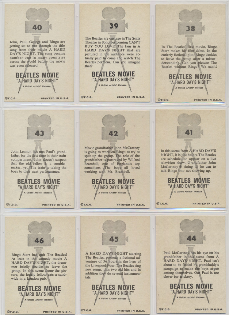 1964 Topps Beatles Movie "A Hard Days Night" 64/55   #*sku37305