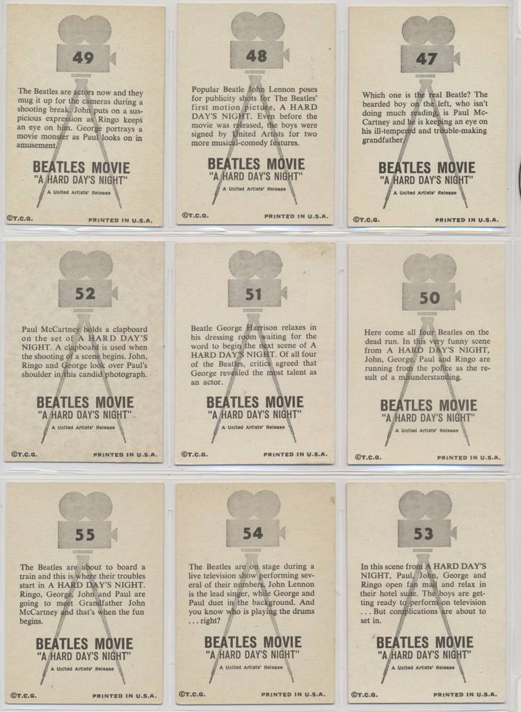 1964 Topps Beatles Movie "A Hard Days Night" 64/55   #*sku37305