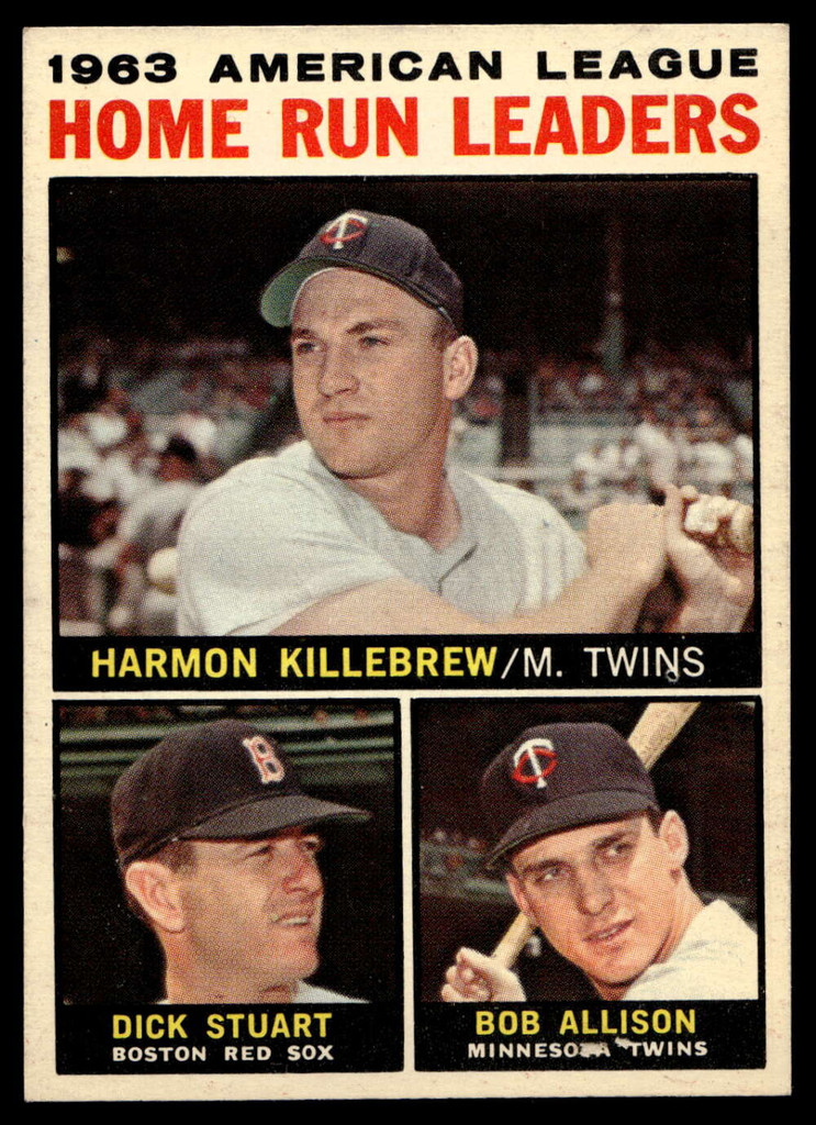 1964 Topps #10 Harmon Killebrew/Dick Stuart/Bob Allison AL Home Run Leaders Ex-Mint  ID: 523711