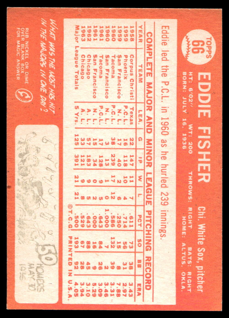 1964 Topps #66 Eddie Fisher Ex-Mint  ID: 523752