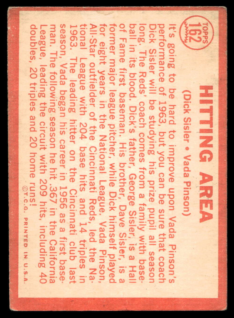1964 Topps #162 Dick Sisler/Vada Pinson Hitting Area Very Good  ID: 523814