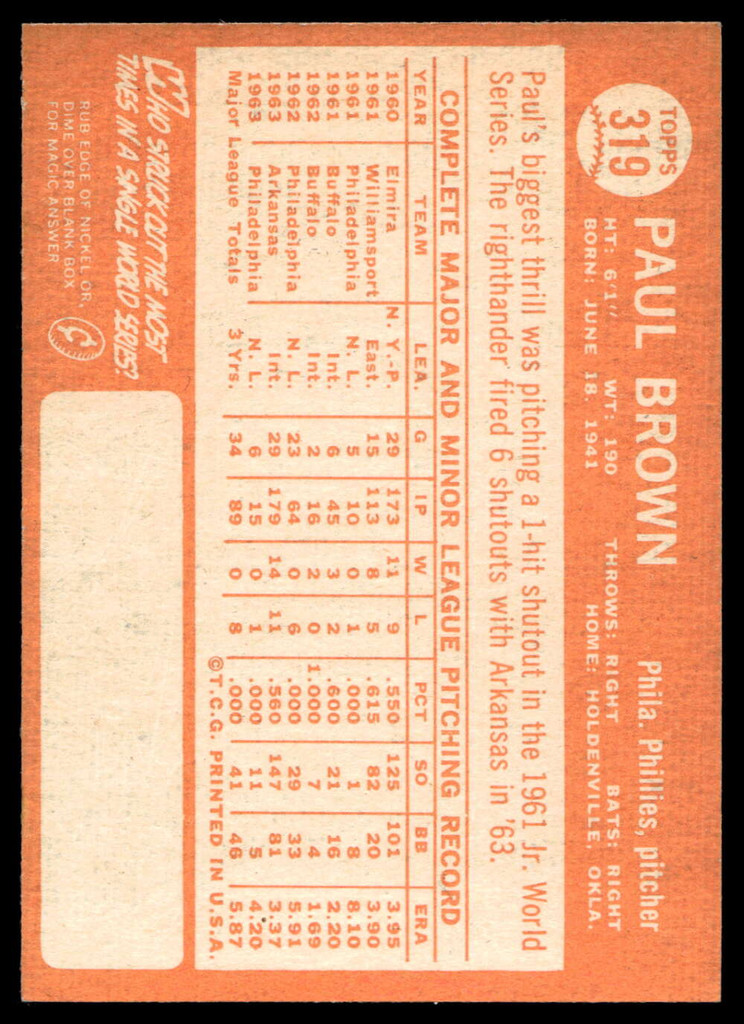 1964 Topps #319 Paul Brown Near Mint  ID: 523925