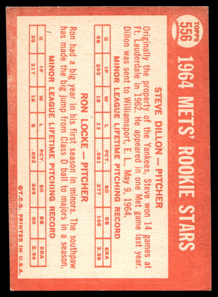 1964 Topps #556 Steve Dillon/Ron Locke Mets Rookies Very Good RC Rookie 