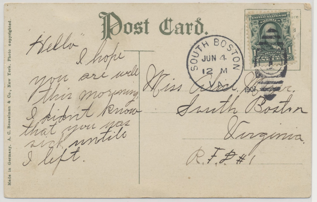 circ. 1910's Used Post Card "Destruction of the Virginia May 11, 1862"  #*sku37290