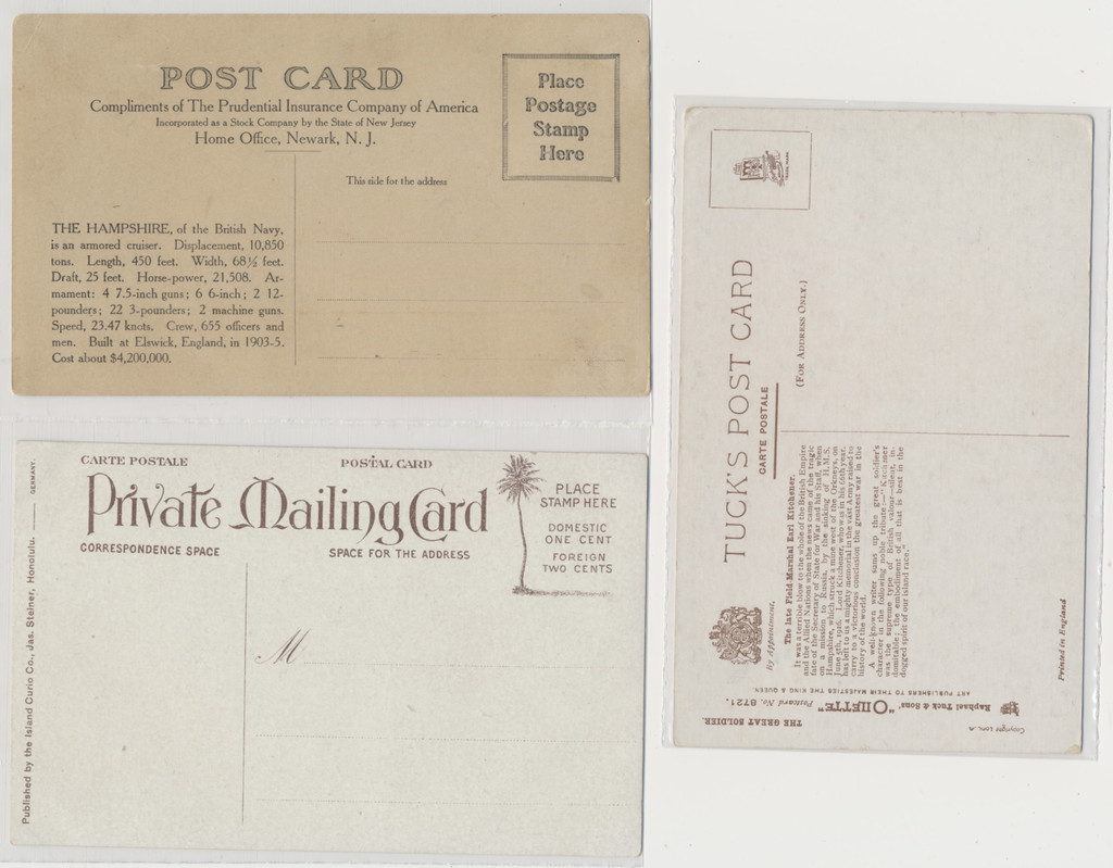 circ. 1910's  3 Different Unused Post Cards  #*sku37294