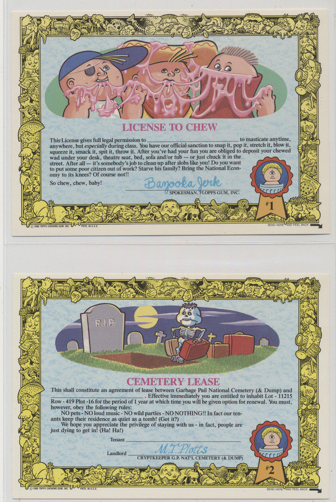 1986 Topps Garbage Pail Kids Giant Stickers Partial Set 14/15  #*sku3220a