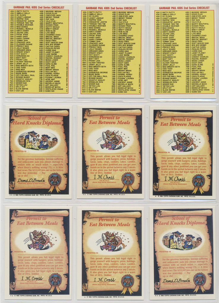 1985 Topps Garbage  Pail Kids Series 2 Complete Set of 84 Stickers (Pack Fresh)  #*sku37364