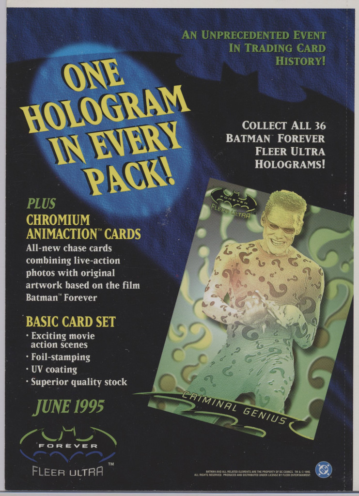 1995 Fleer DC Comics BATMAN FOREVER 4-Card Uncut Promo Sheet (5" x 7")  #*sku37366