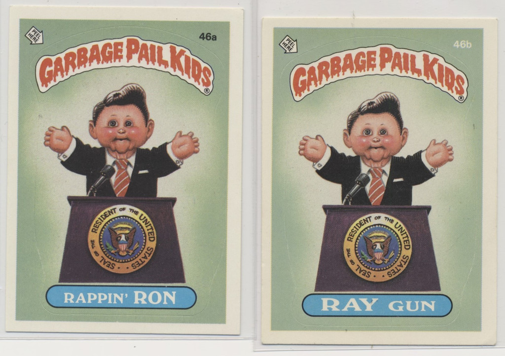 1985 Topps Garbage Pail Kids Series 2  #46a Rappin' Ron & #46b Ray Gun Marked Checklist (TOUGH)  #*sku37374