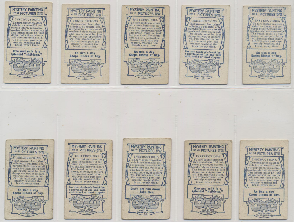 1928 England OXO Mystery Painting Pictures Lot of 10/30  #*sku37380