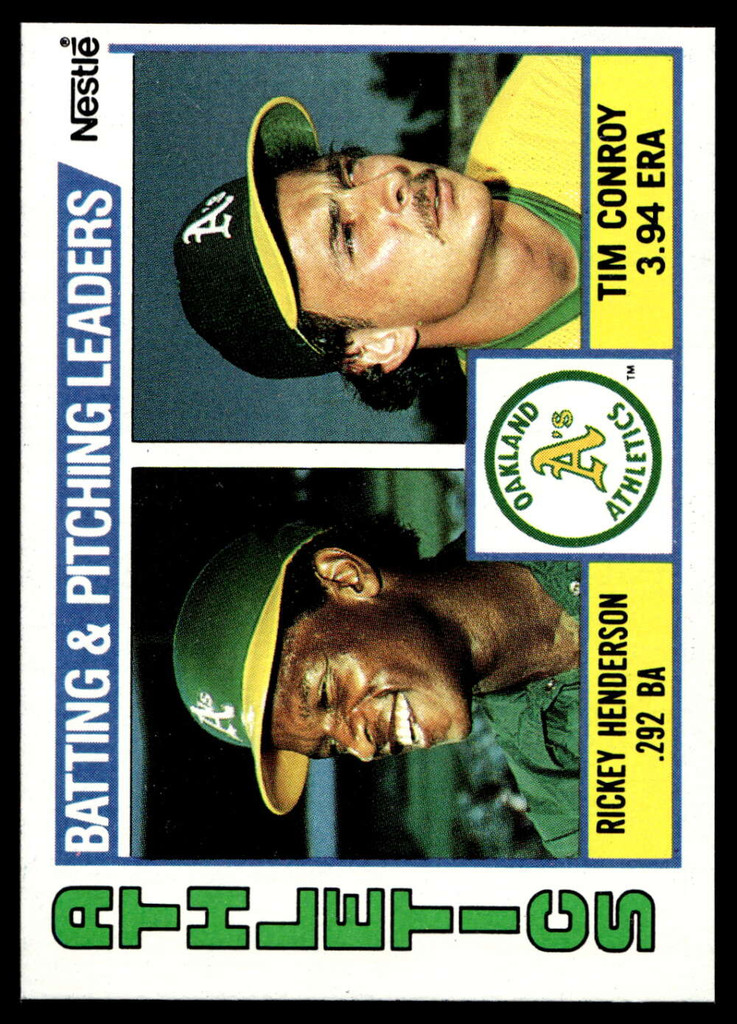 1984 Topps Nestle #156 Rickey Henderson/Tim Conroy Near Mint+ 