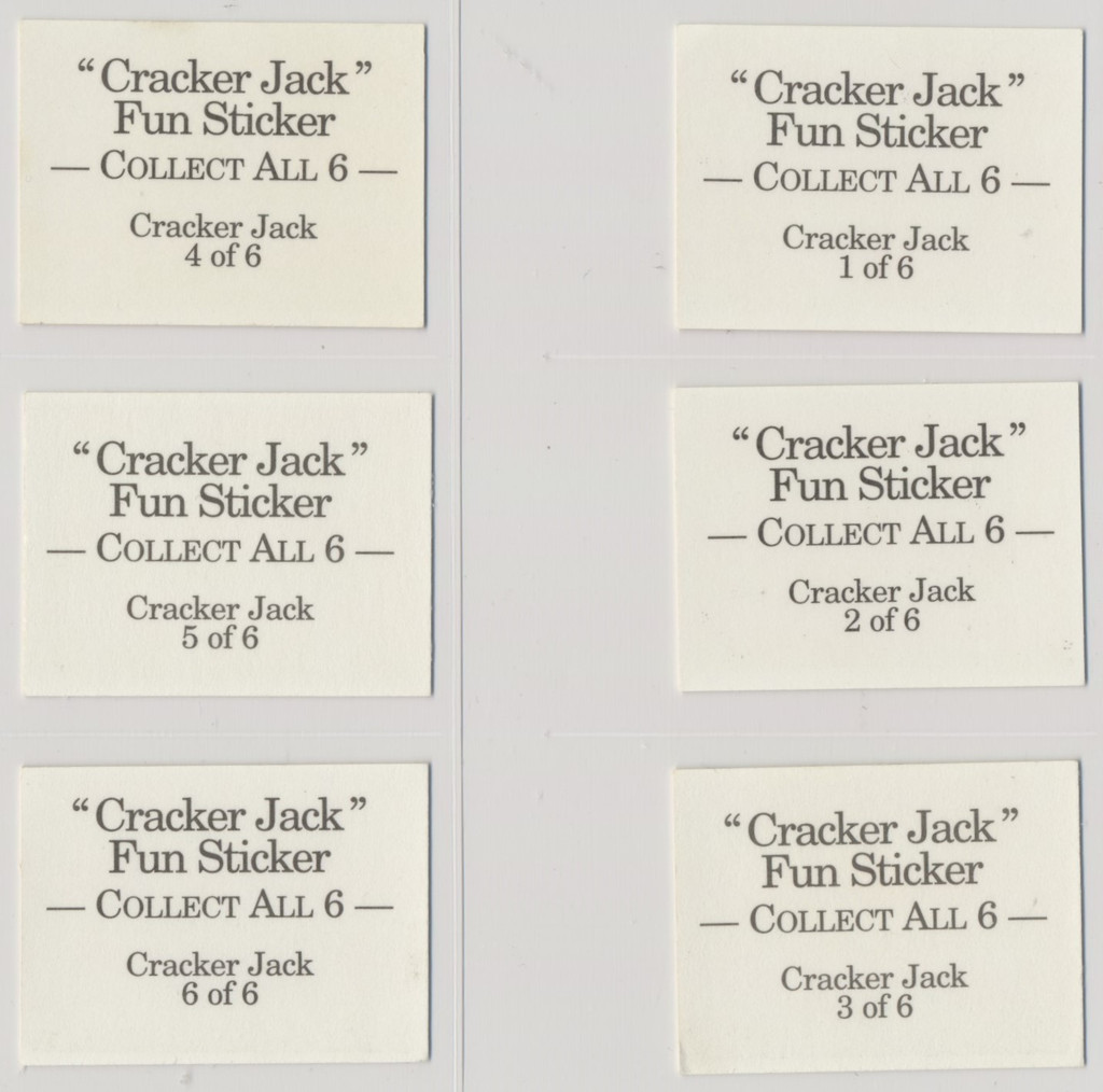 1995 Cracker Jack Prize Fun Sticker Complete Set of 6  #*sku37424