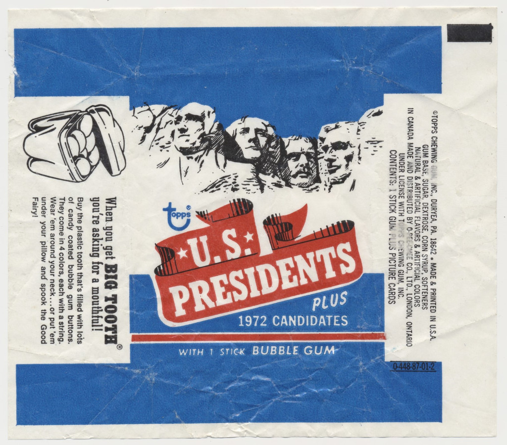 1972 TOPPS U. S. PRESIDENTS WRAPPER (Minor Flaws)  #*sku37438