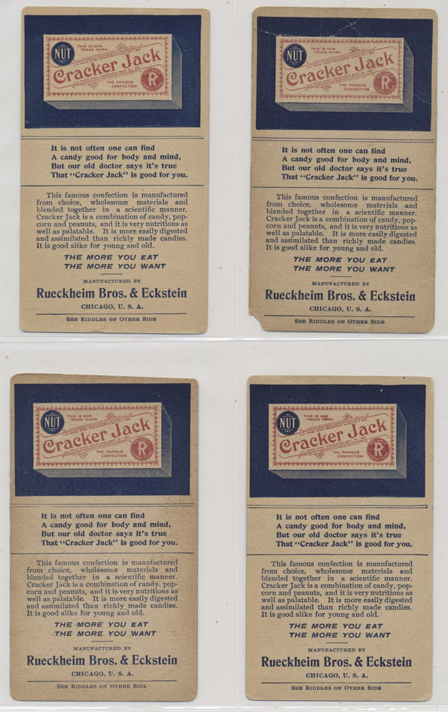 circ. 1910's-1920's E148 Cracker Jack Riddles and Puzzle Cards  Lot of 4 different  #*sku37440