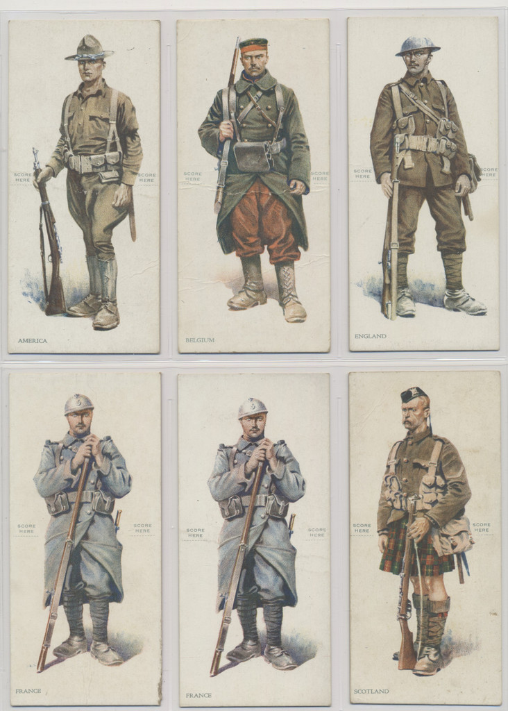 1918 E252 Wilbur's Chocolate  Soldiers of the Allies Lot of 5 with 1 duplicate  #*sku37441