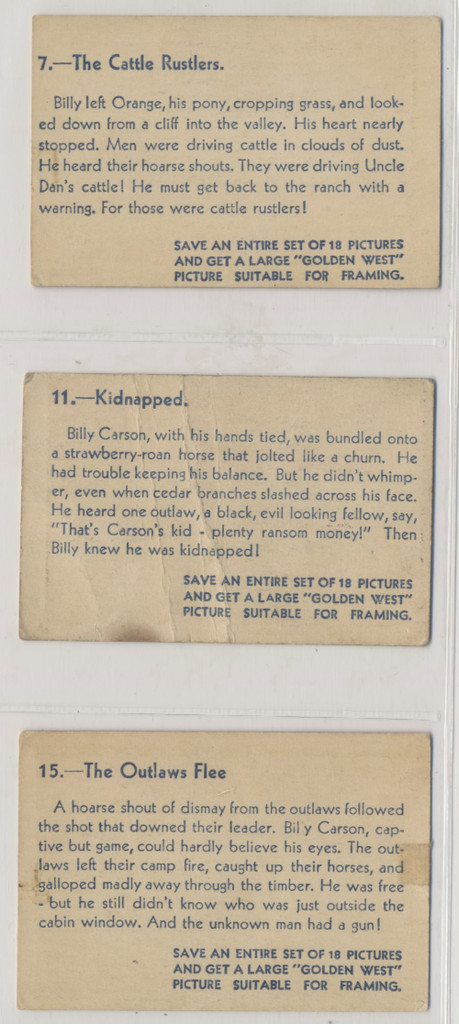 circ. 1930's R207 Golden West  Lot of 3/18  #*sku37508