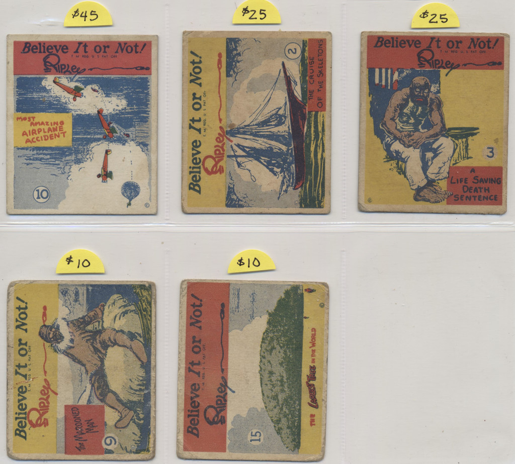1937 Woverine Gum Co. R21 Ripley's Believe It or Not!  Lot of 5 Different of 48 in Set  #*sku37514