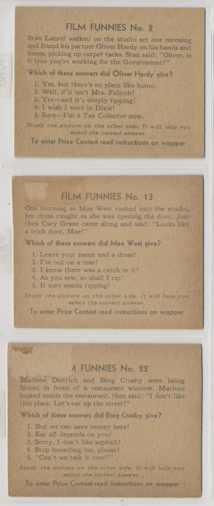 1935 Gum Inc. R48-2 Film Funnies Lot of 3/24  #*sku37527