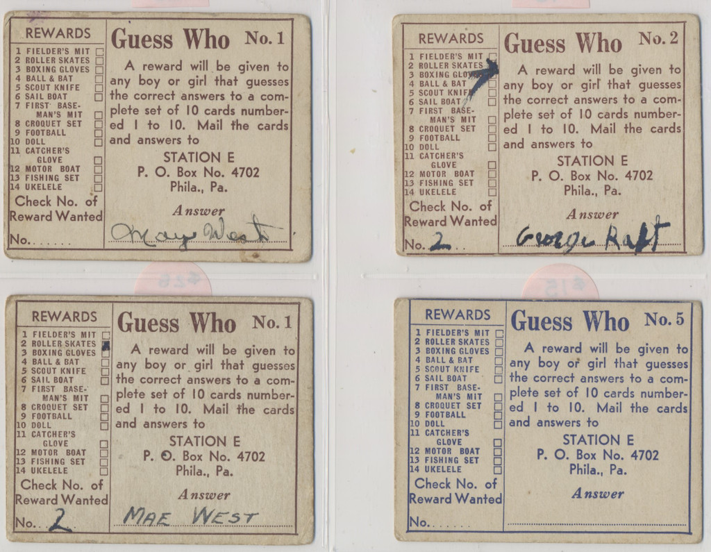 1934 D. Goldenberg, Inc. R63 GUESS WHO  Lot of 4  #*sku37534