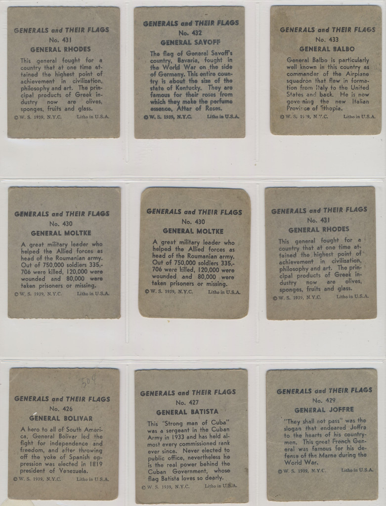 1939 W.S. R58 Generals and Their Flags Lot of 25  #*sku37535
