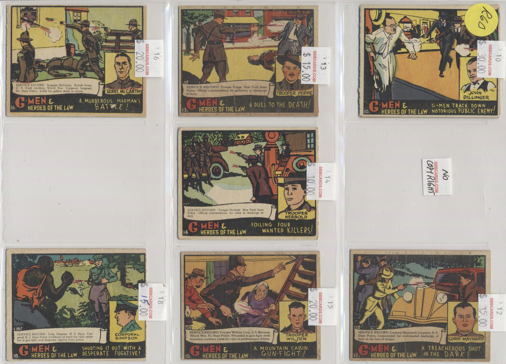 1936 R60 G-MEN & HEROES OF THE LAW  Lot of 21 "FIRST SERIES WITH NO COPYRIGHT"    #*sku37548