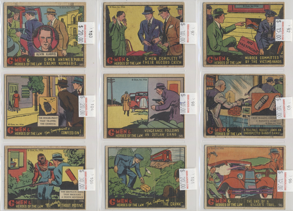 1936 R60 G-MEN & HEROES OF THE LAW  LOT OF 95 DIFFERENT (MID-GRADE)   #*sku37552