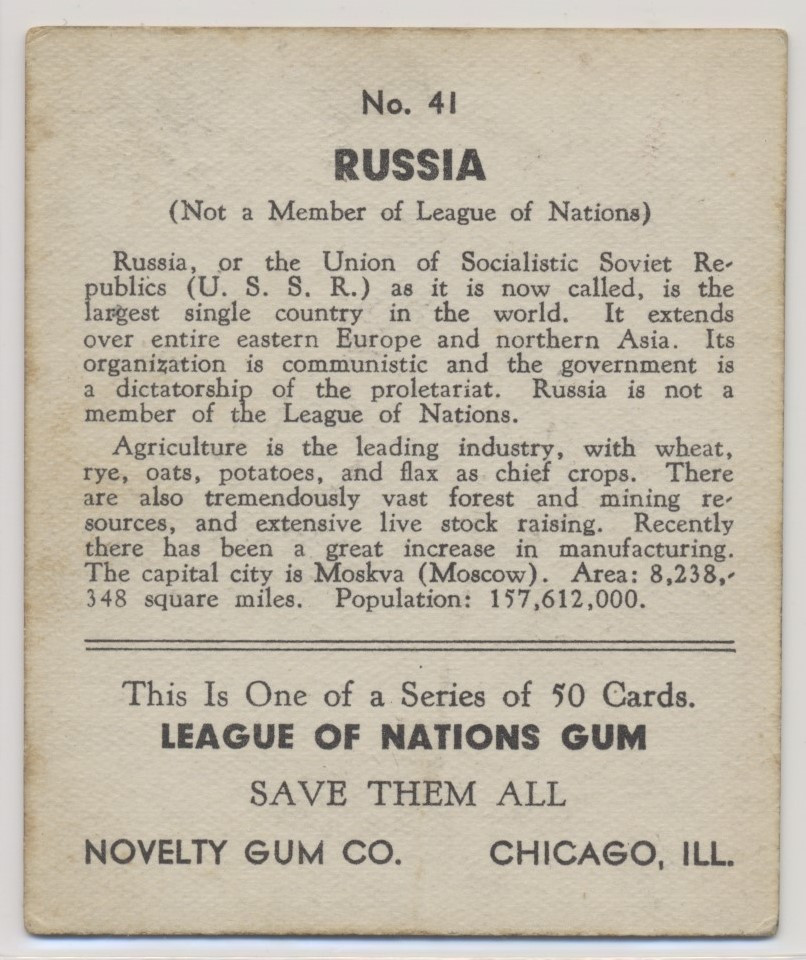 1934 R80 LEAGUE OF NATIONS #41 RUSSIA  #*sku37570