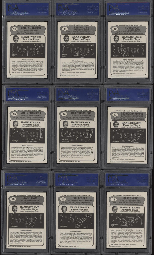 1976 Wonder Bread Football Complete PSA Graded Set (16) PSA 10 & (8) PSA 9