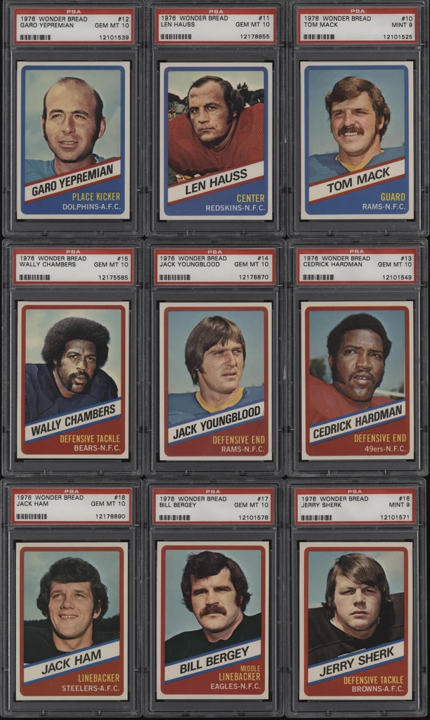 1976 Wonder Bread Football Complete PSA Graded Set (16) PSA 10 & (8) PSA 9 ID: 524565