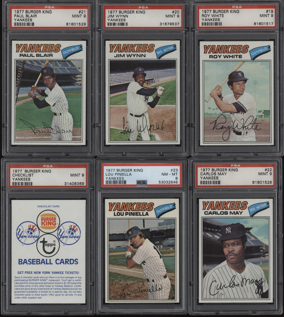 1977 Burger King New York Yankees Complete PSA Graded Set (24 Cards) Munson Jackson