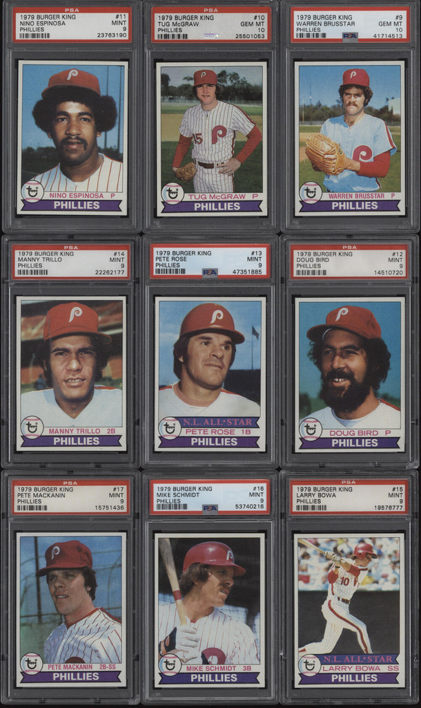 1979 Burger King Phillies Complete PSA Graded Set (23 Cards) Pete Rose Mike Schmidt