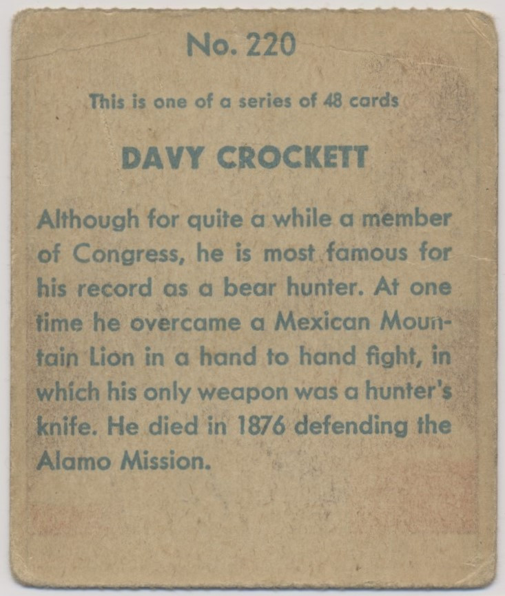 1933 R128-2 Series Of 48 Westerns #220 Davy Crockett  #*sku37619
