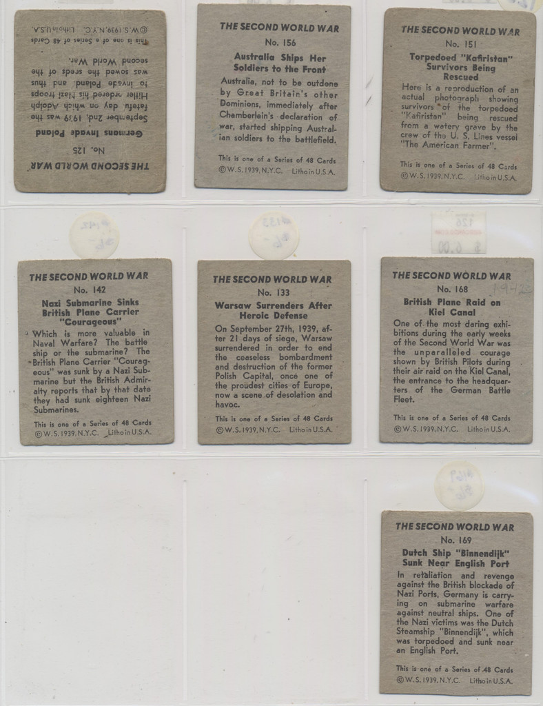 1939 R126 Second World War  Partial Set  7/48  #*sku37627