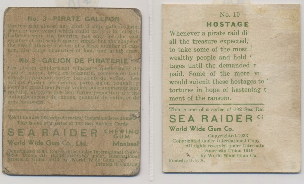 1933 R124 World Wide Gum Sea Raiders  Lot of 11  #*sku37628