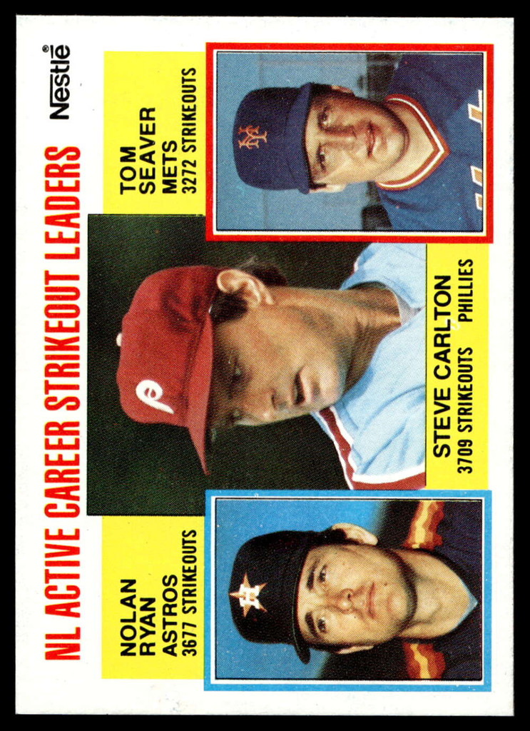1984 Topps Nestle #707 Steve Carlton/Nolan Ryan/Tom Seaver Near Mint+ 